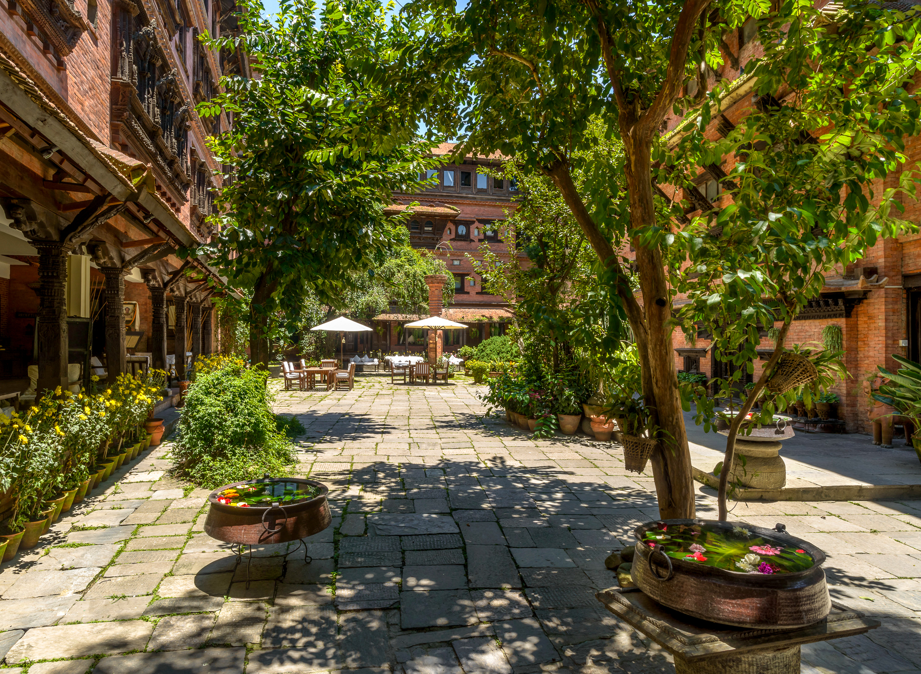 Courtyard at Dwarikas Hotel in Nepal