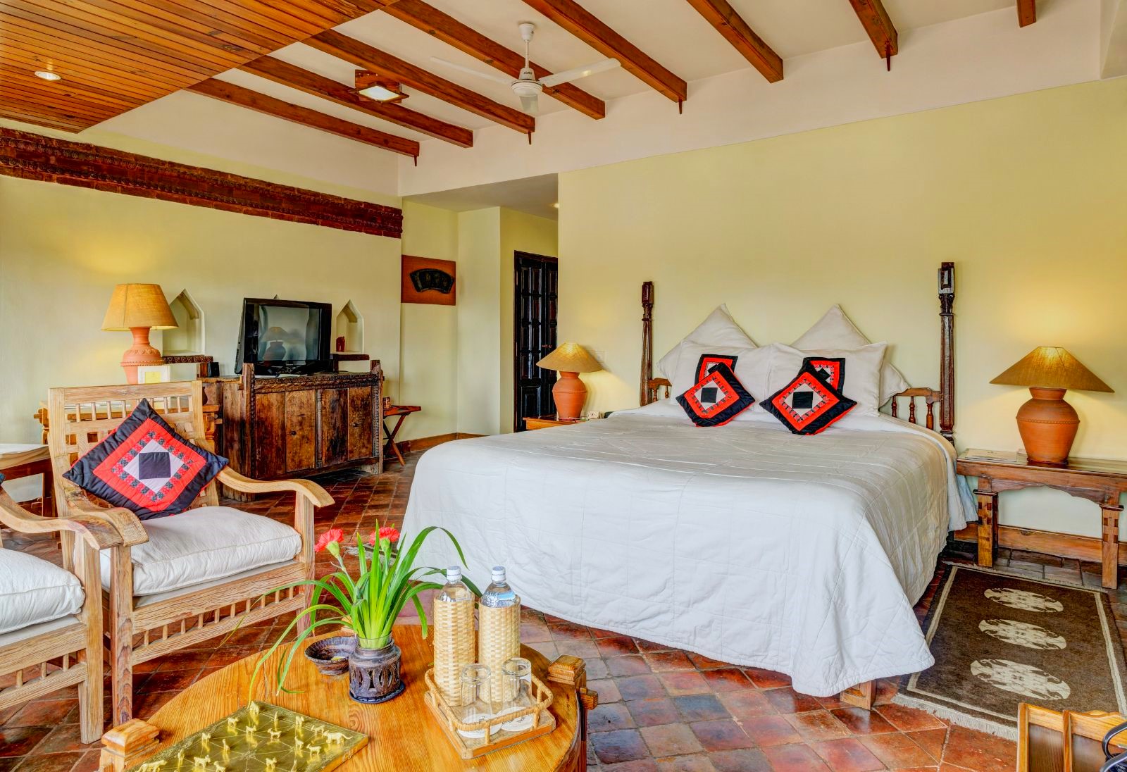 A deluxe room at Dwarika's Hotel in Kathmandu