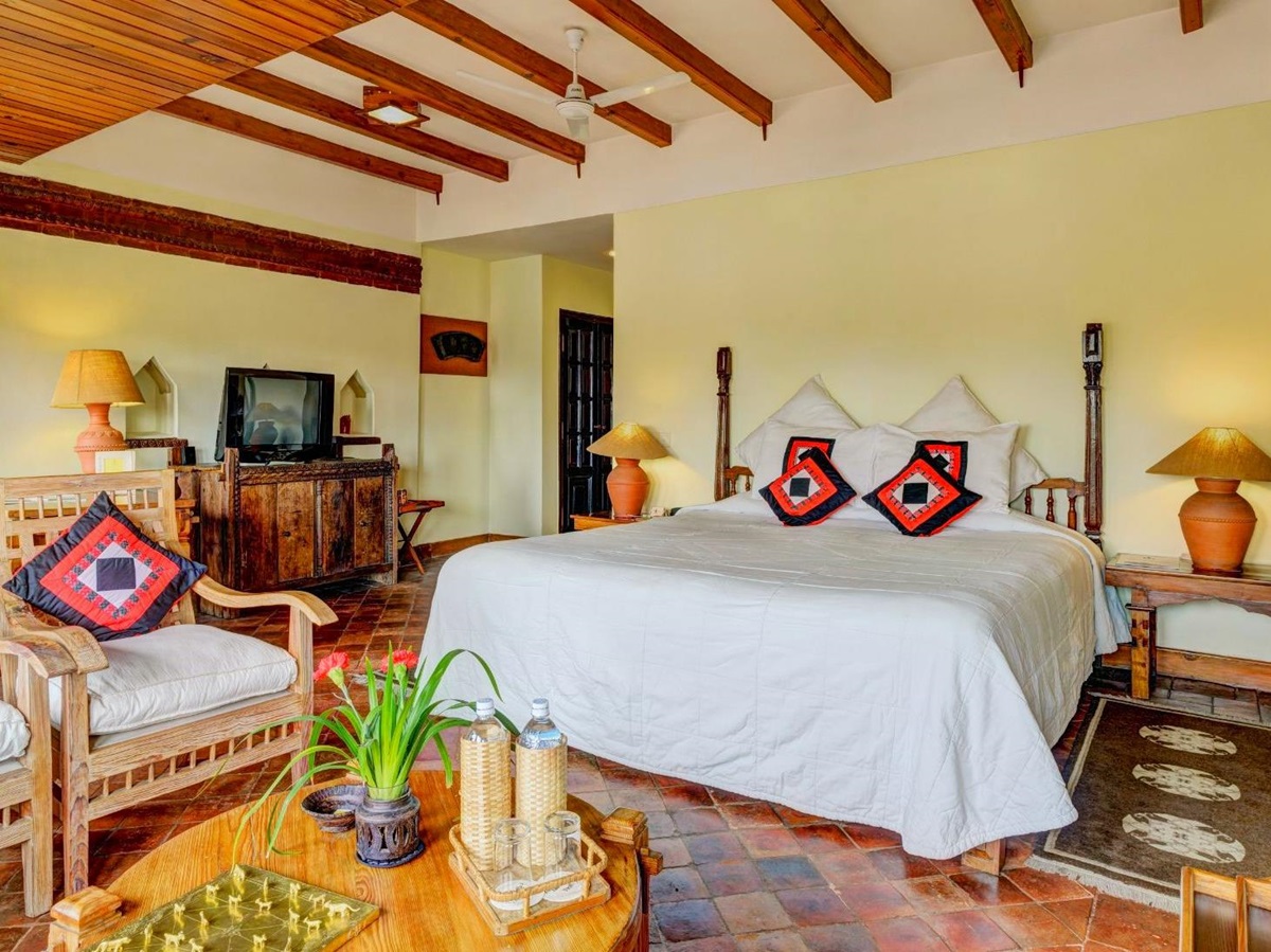 A deluxe room at Dwarika's Hotel in Kathmandu