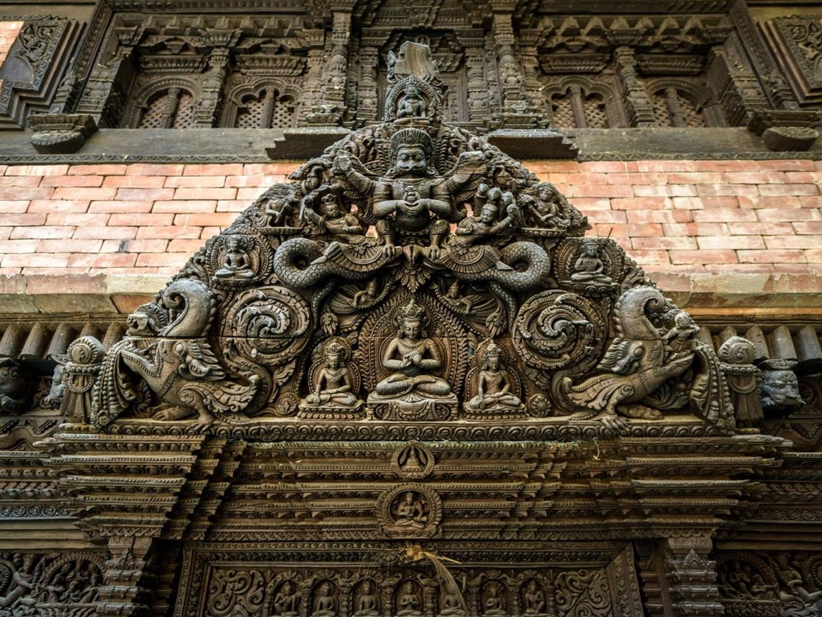 Facade details at Dwarika's Hotel in Kathmandu