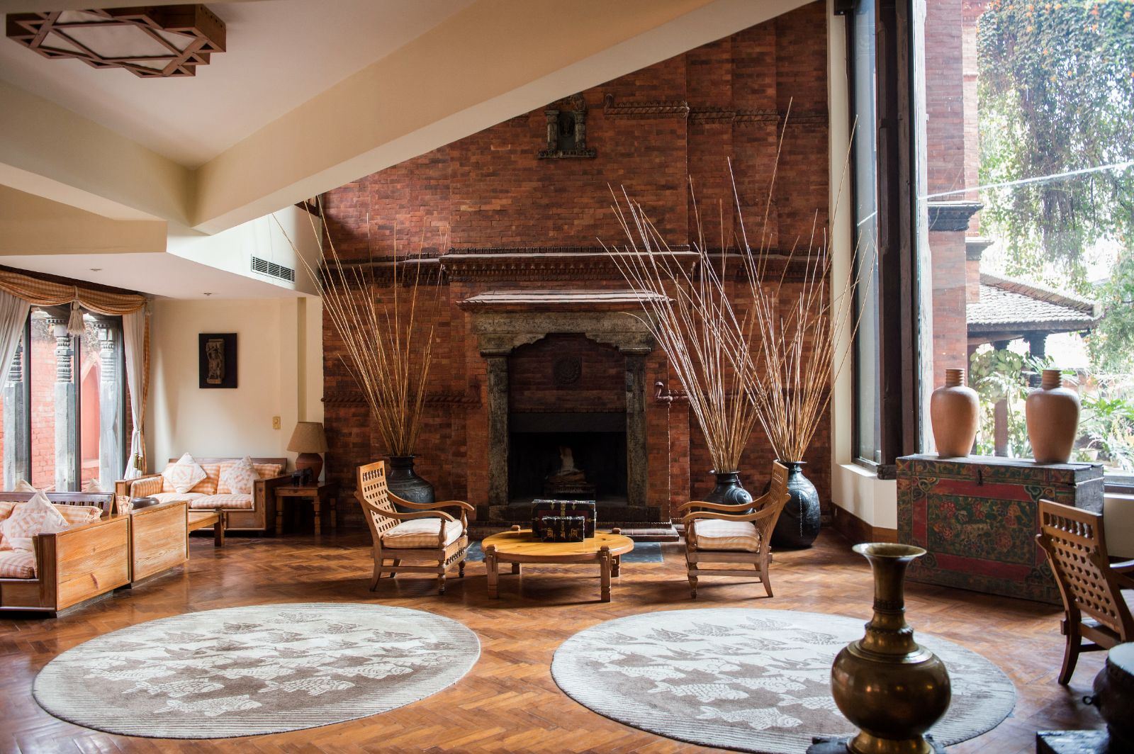 Lobby at Dwarika's Hotel in Kathmandu