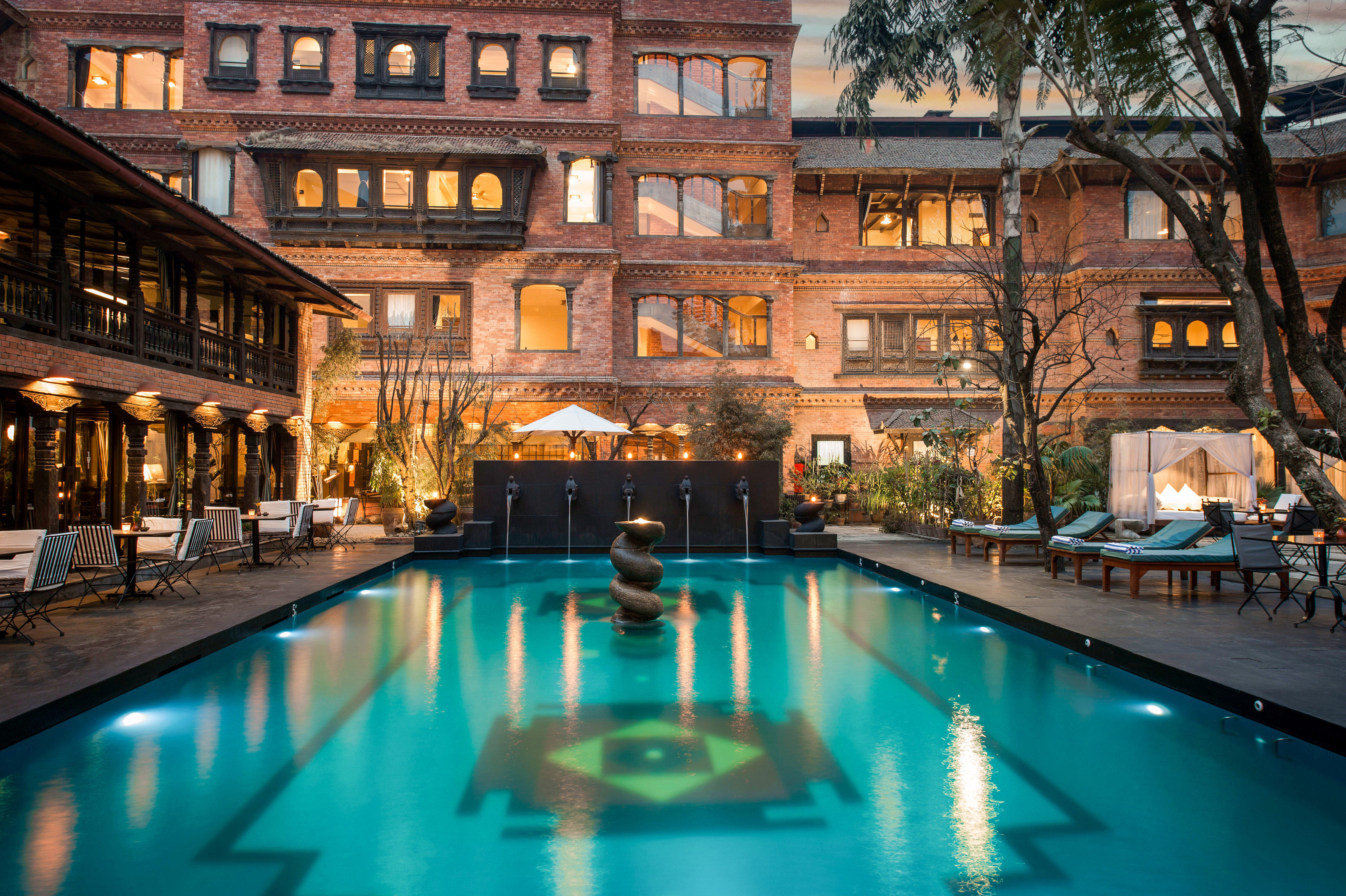 Swimming pool in the courtyard of Dwarika's Hotel in Kathmandu