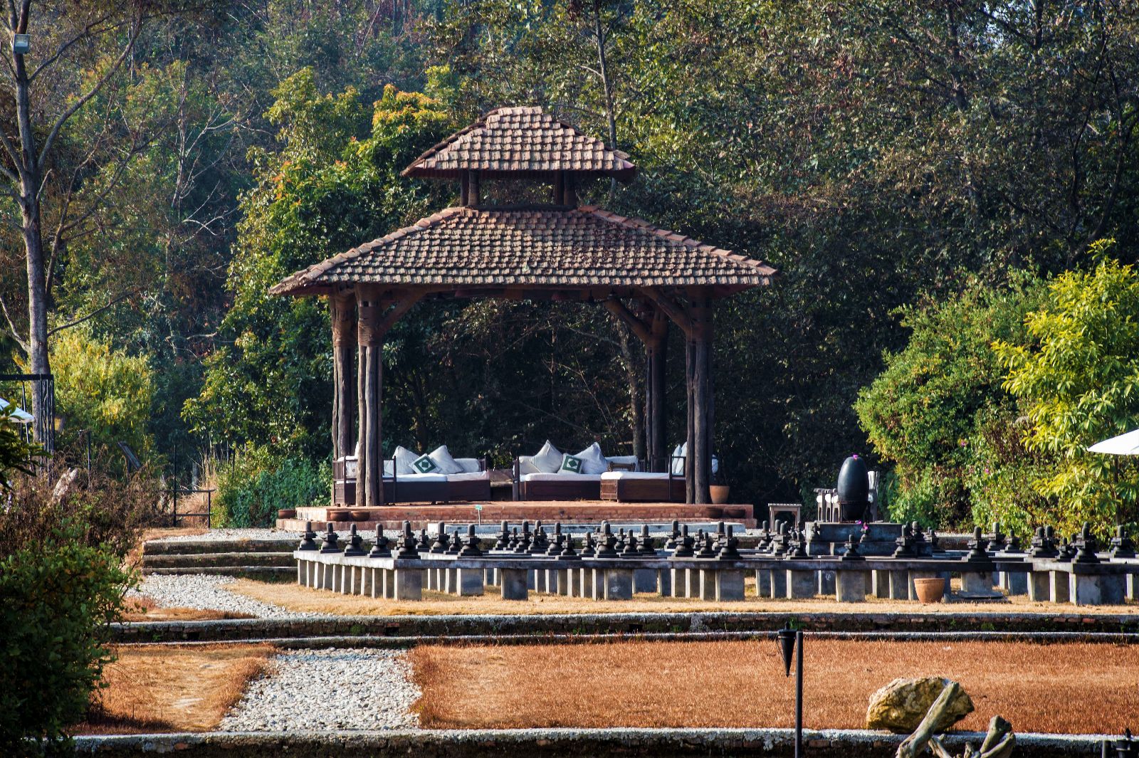 The fire pavilion at Dwarika's Resort Dhulikhel Nepal