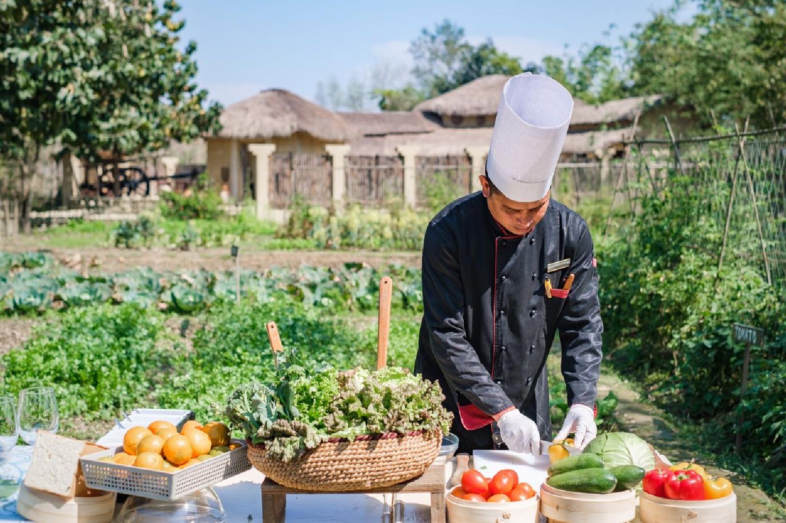 Farm to table cookery class at Meghauli Serai luxury safari camp Nepal
