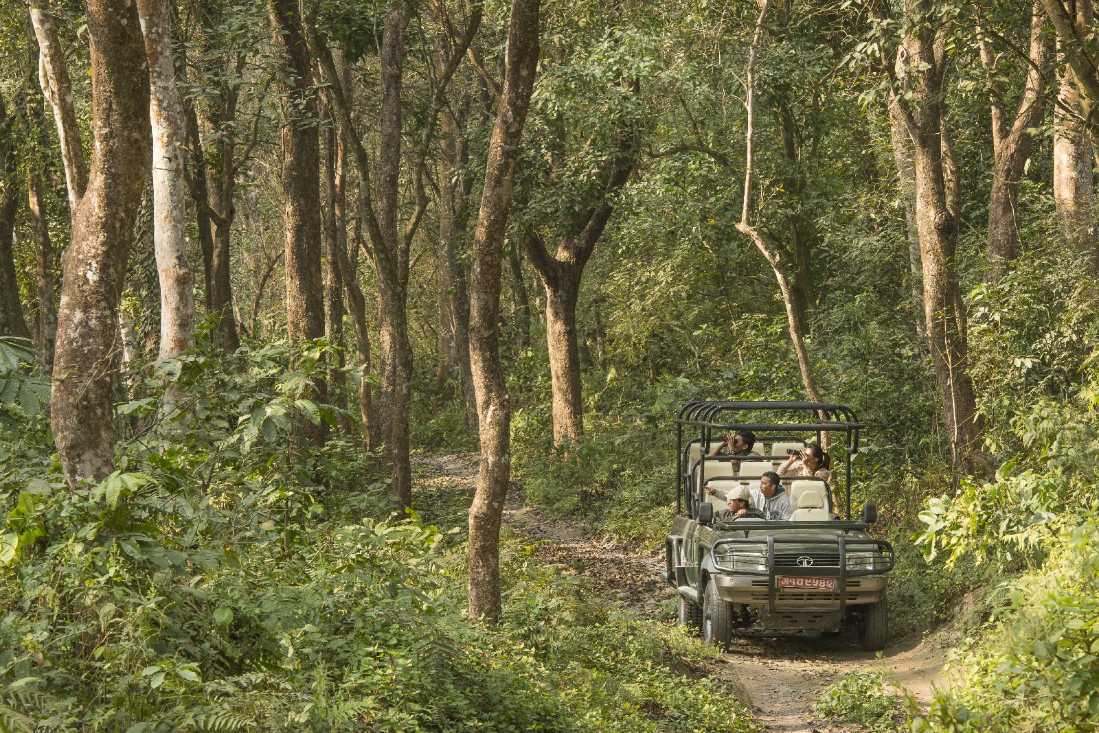 Guests of Meghauli Serai Nepal on safari drive in the Chitwan National Park