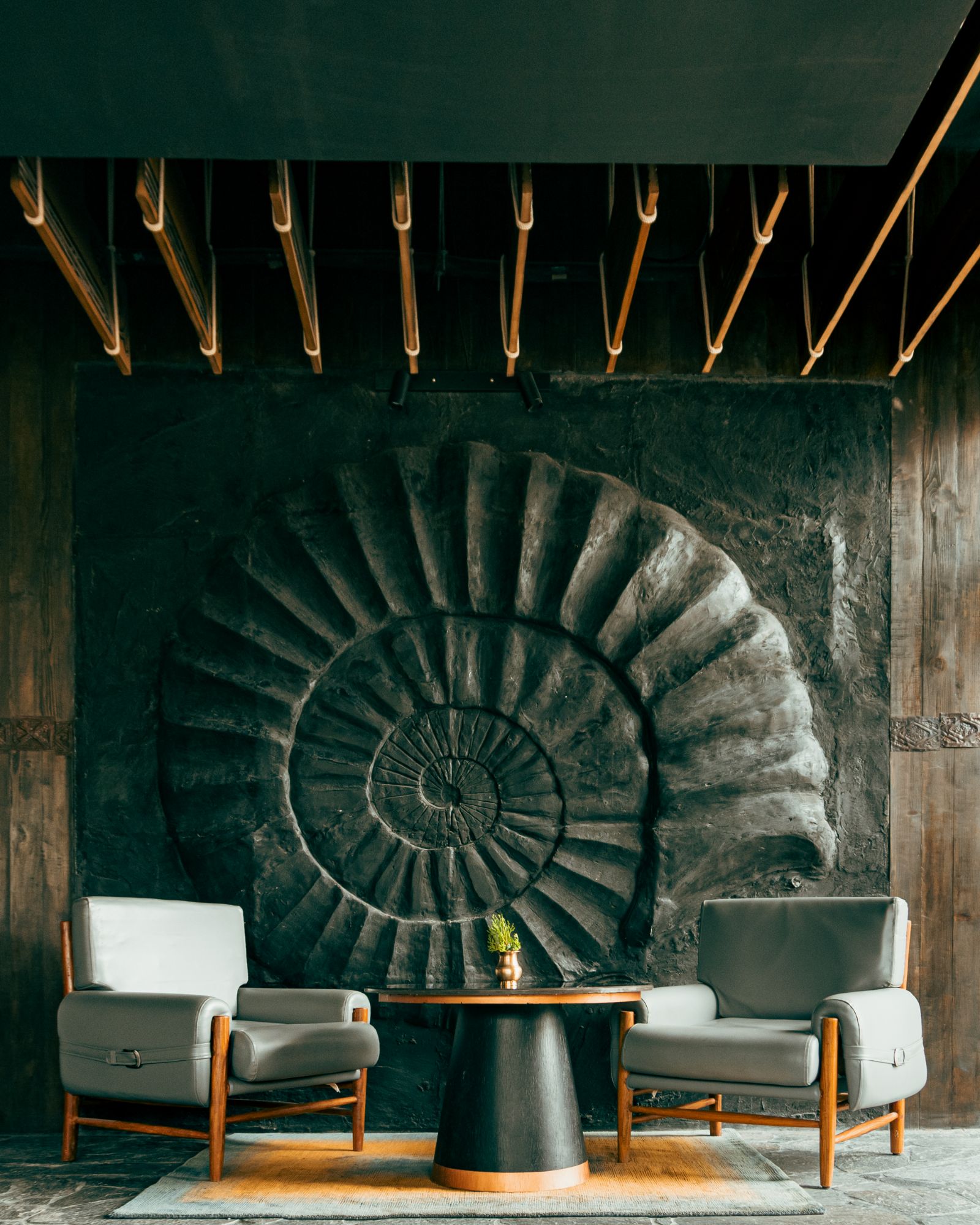 Bar seating area at Shinta Mani Mustang A Bensley Collection in Jomsom, Nepal