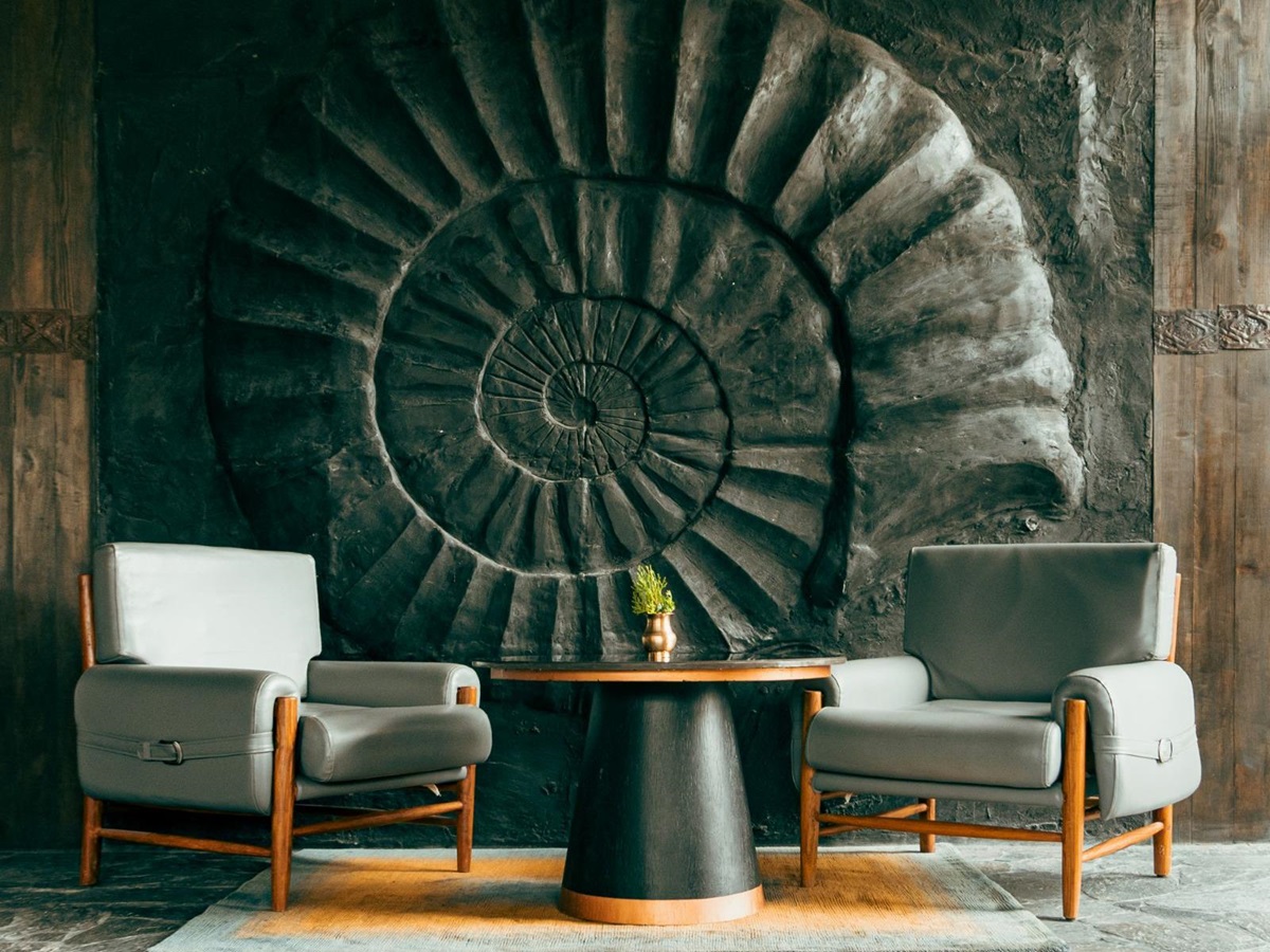 Bar seating area at Shinta Mani Mustang A Bensley Collection in Jomsom, Nepal