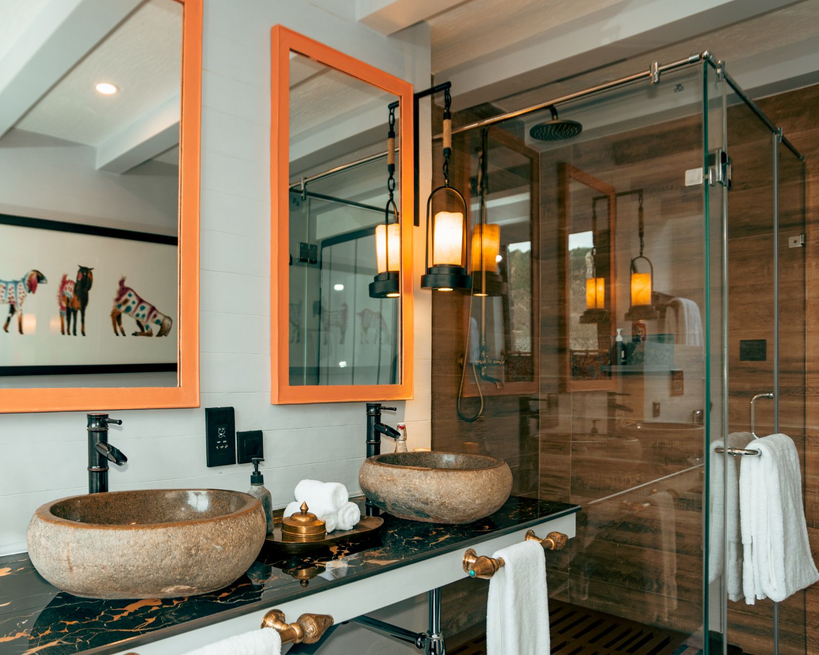 Guest bathroom at Shinta Mani Mustang A Bensley Collection in Jomsom, Nepal