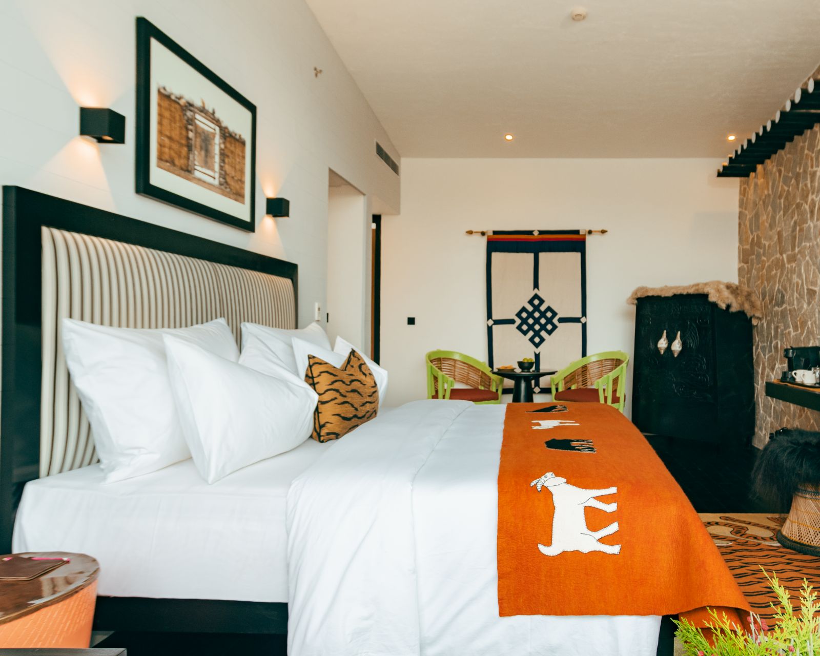 Guest suite bedroom at Shinta Mani Mustang A Bensley Collection in Jomsom, Nepal