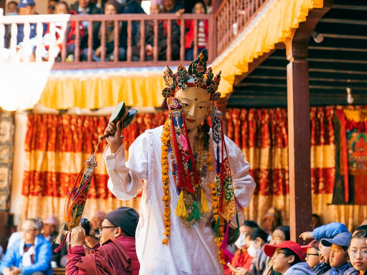 A cultural performance in Marpha near Shinta Mani Mustang A Bensley Collection in Jomsom, Nepal