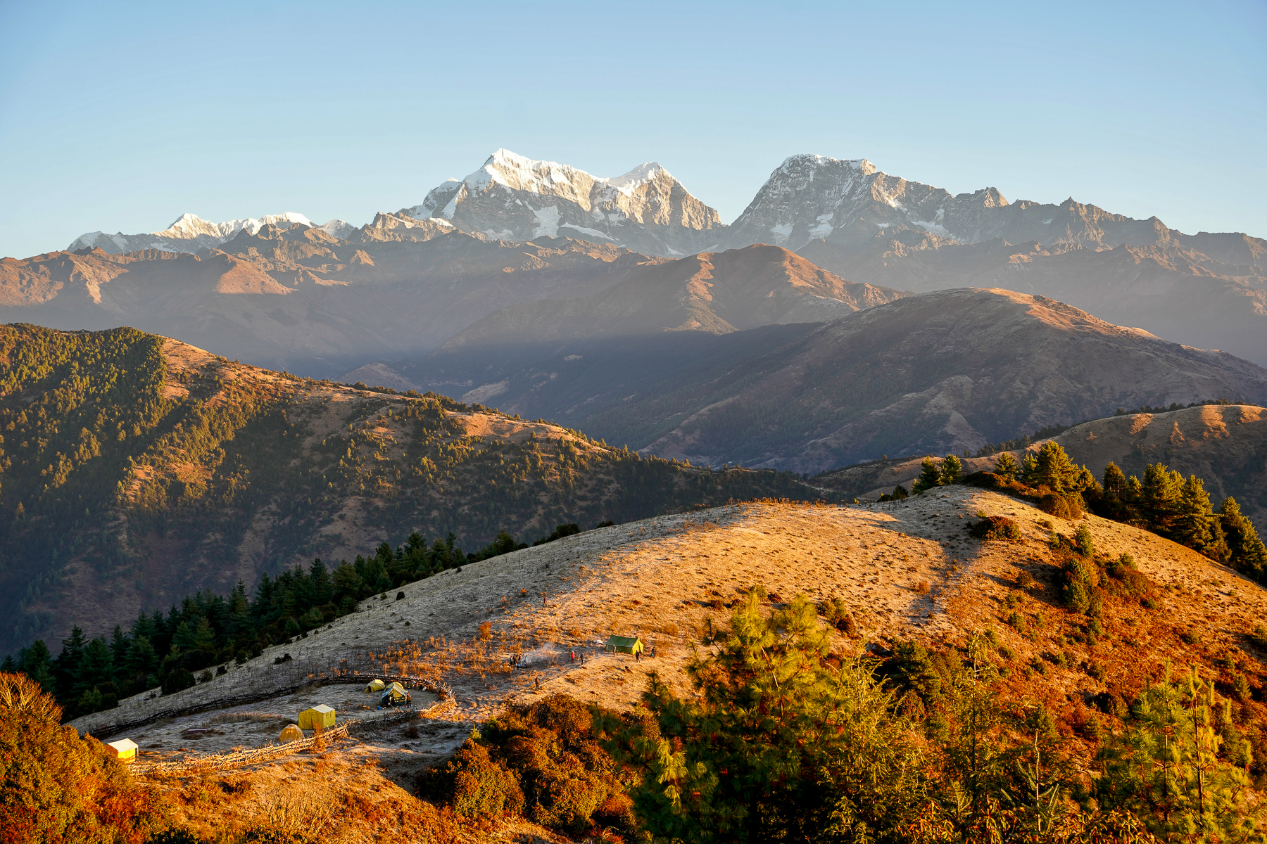 Mountain scenery surrounding Beyul Camps in Nepal