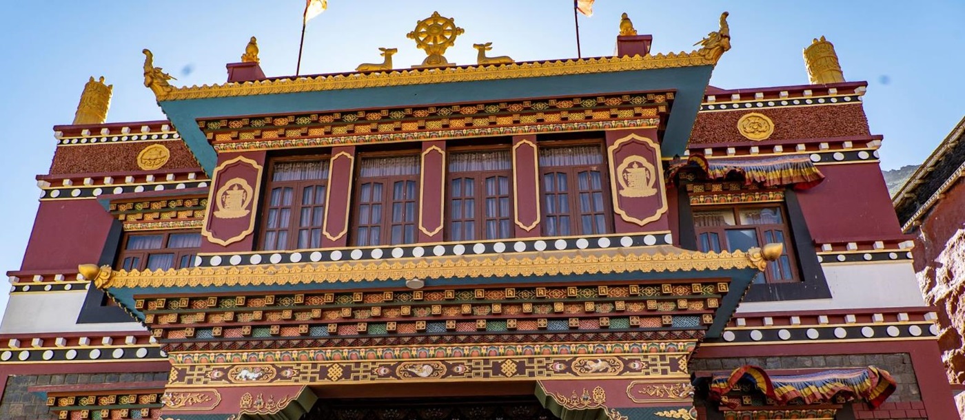 Facade of a temple in the Nepalese district of Mustang