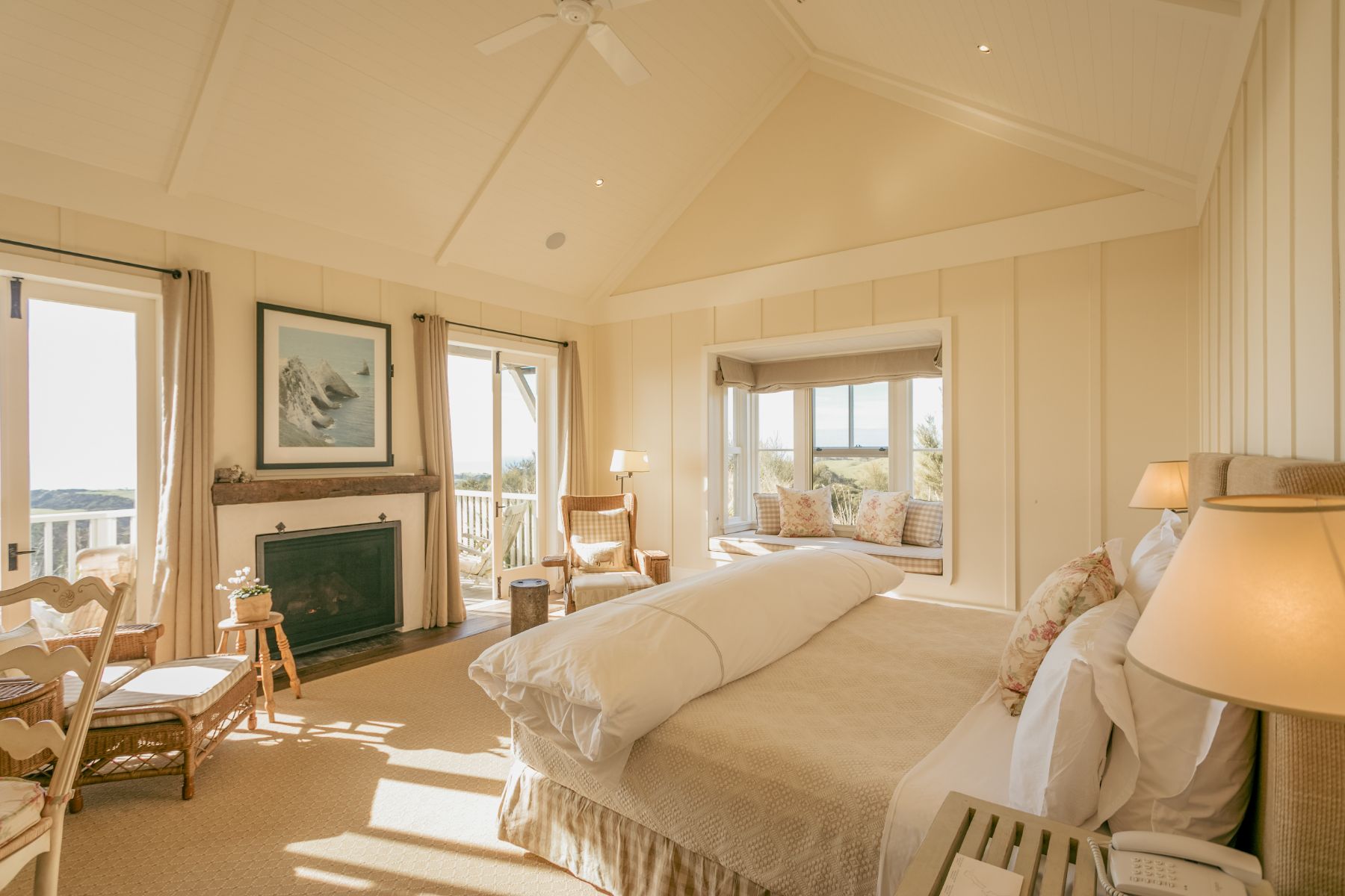 Bright interior of a Grand Ridge Suite at Rosewood Cape Kidnappers New Zealand