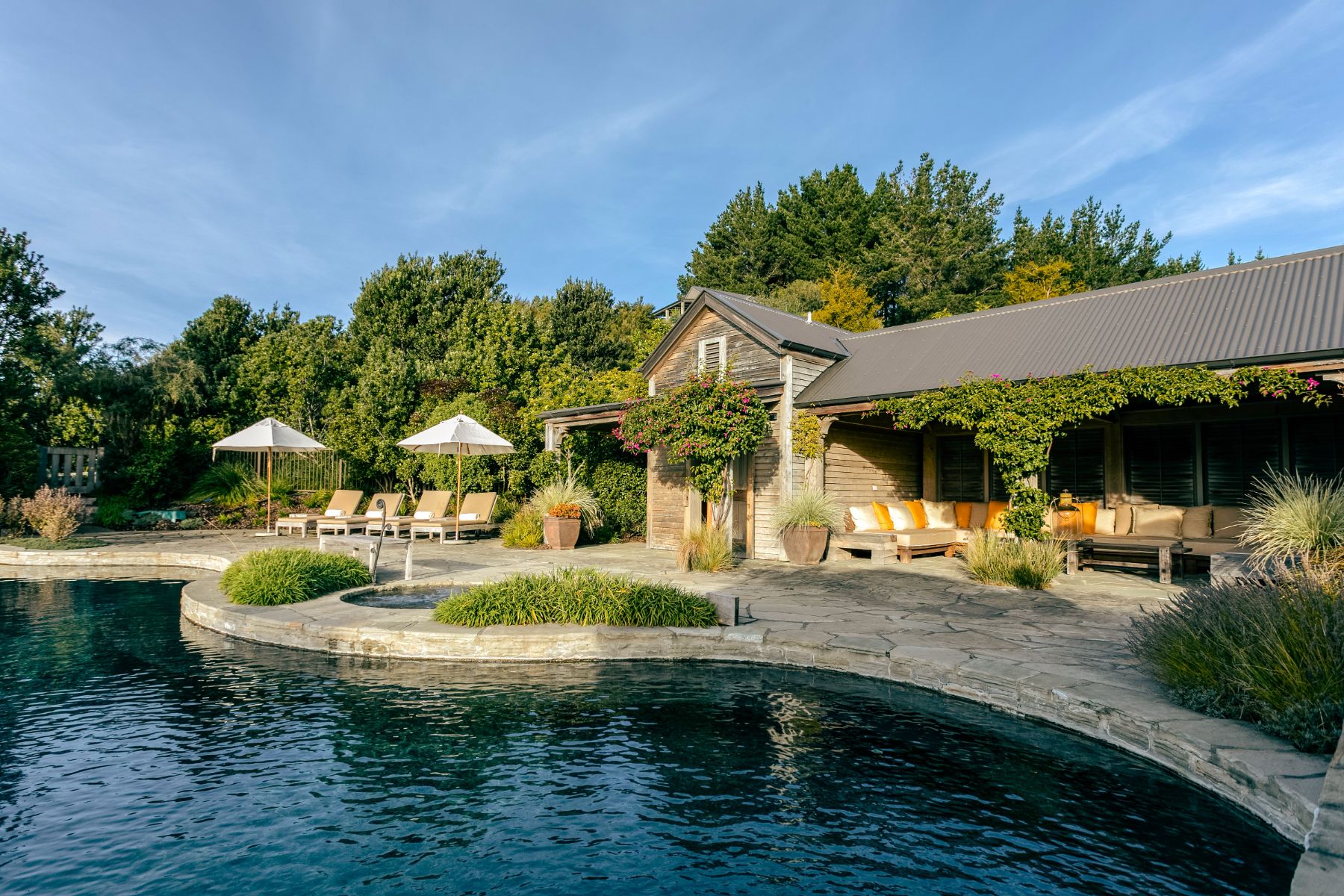 Outdoor swimming pool at Rosewood Cape Kidnappers New Zealand