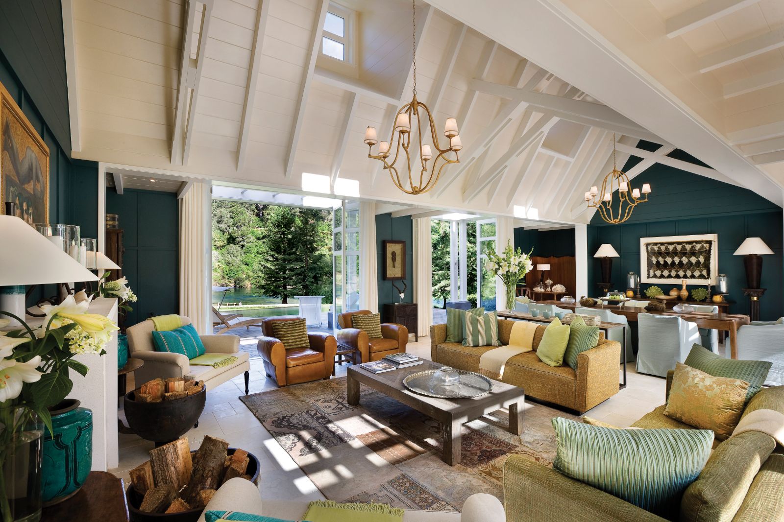 Alan Pyre Cottage living area at Huka Lodge on the Huka Falls in New Zealand