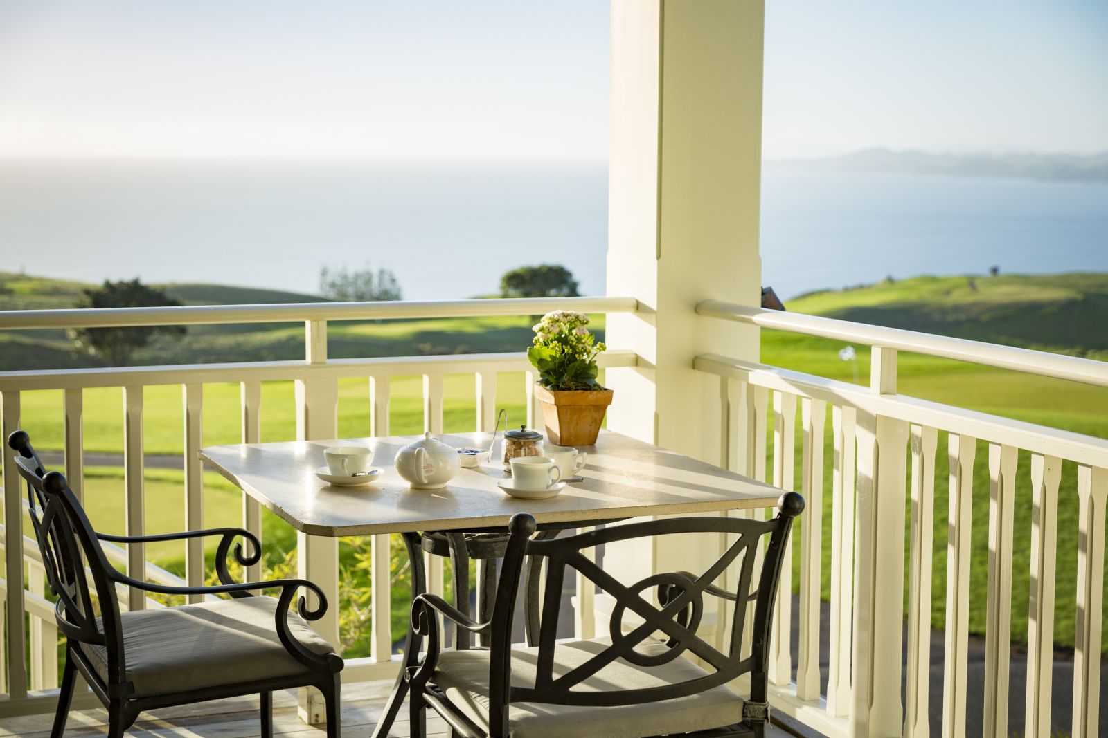 Balcony dining with an ocean view