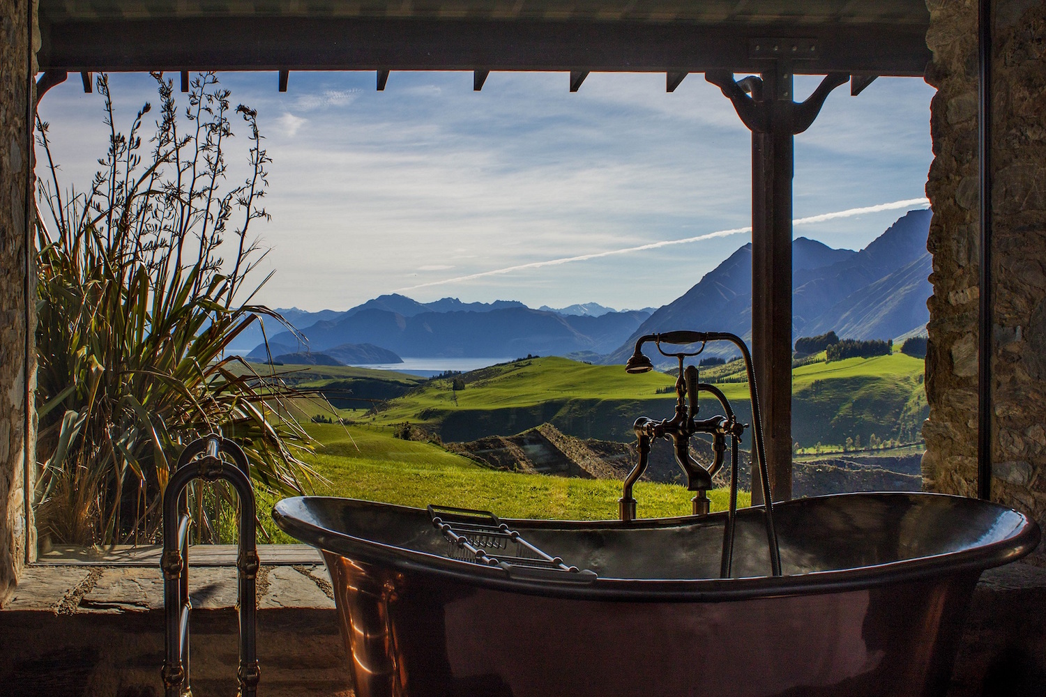 A bathroom with a view at Mahu Whenua