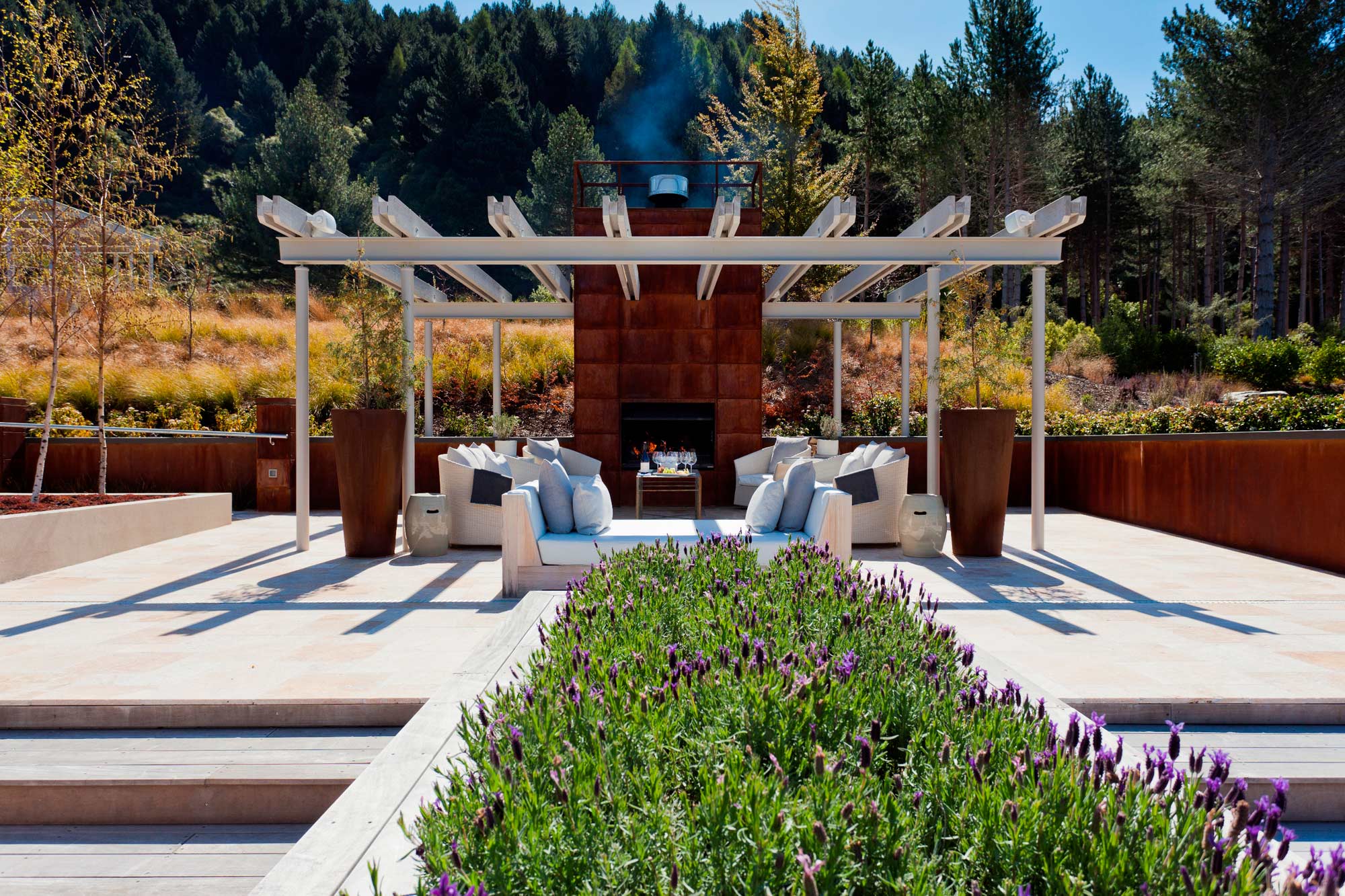 The gardens of Matakauri Lodge in New Zealand