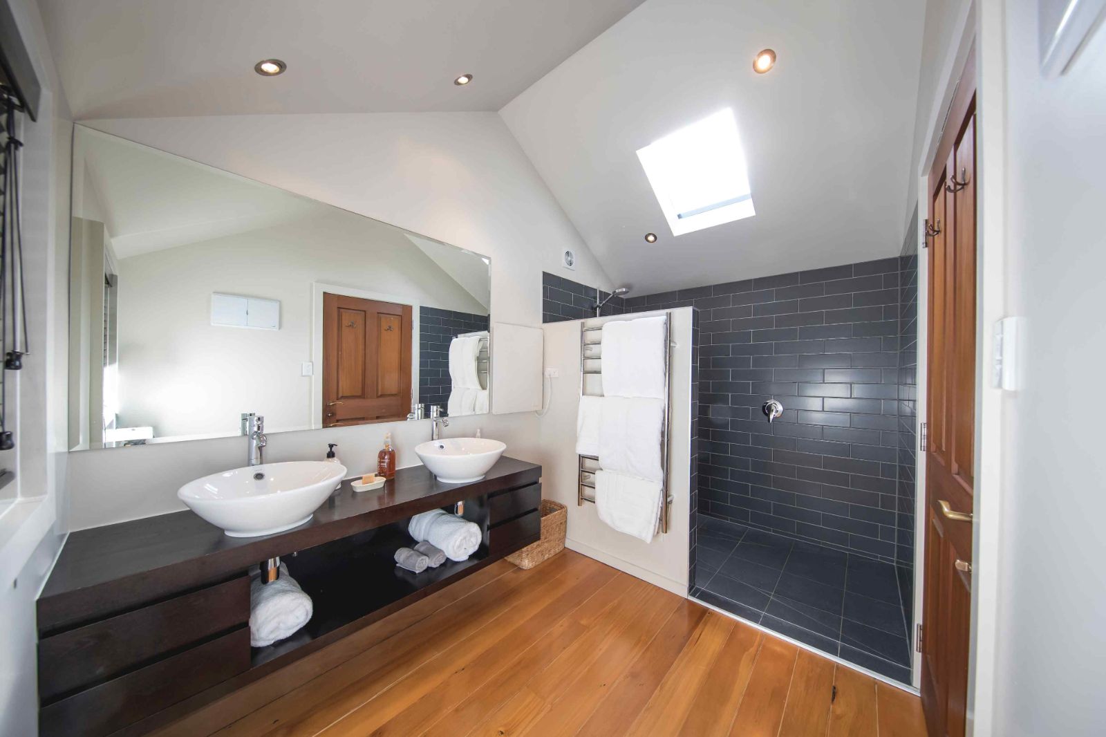 Bathroom in a guest chalet at Minaret Station on New Zealand's South Island