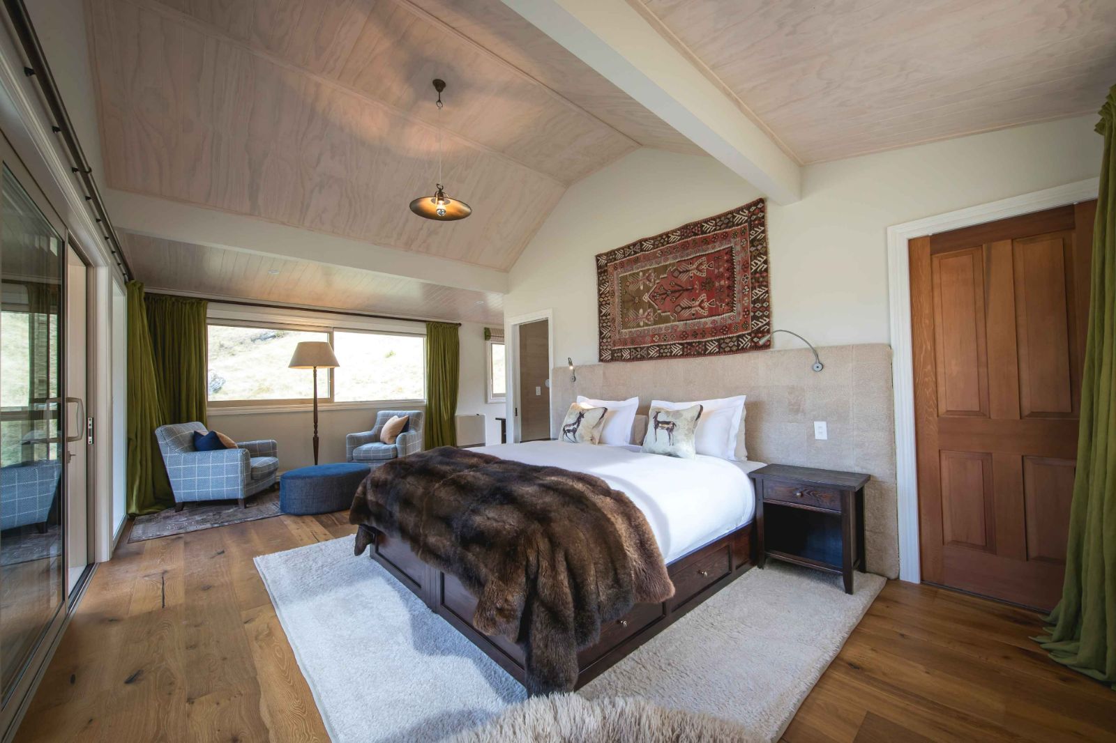 Bedroom is a gues chalet at Minaret Station on New Zealand's South Island
