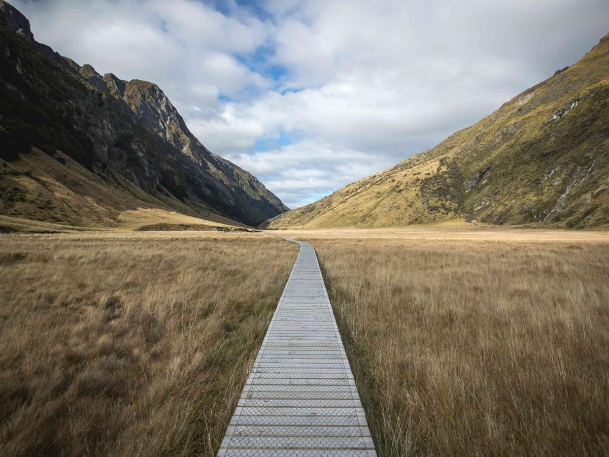 Boardwalk on the grounds of Minaret Station on New Zealand's South Island