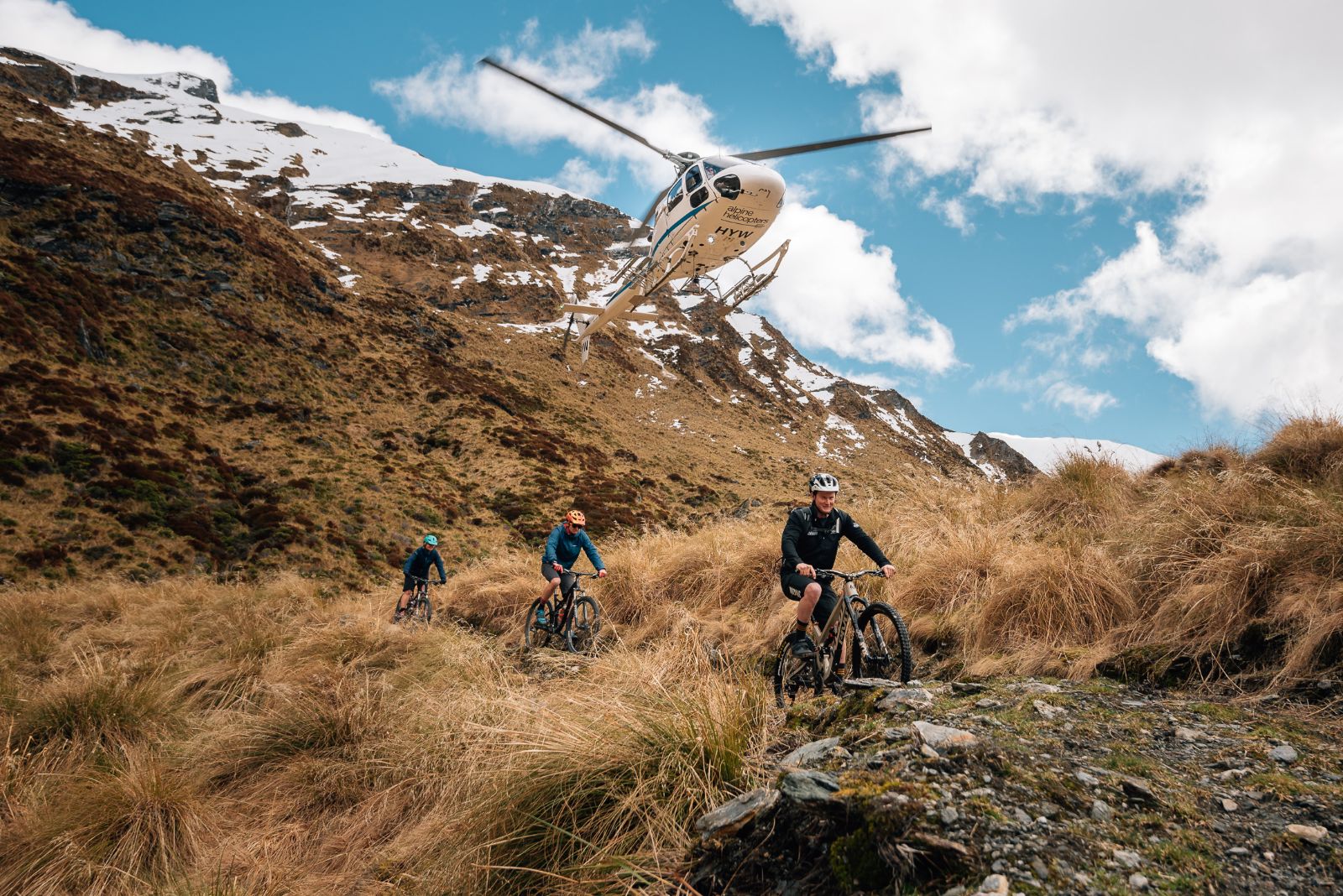 Heli biking experience on the grounds of Minaret Station on New Zealand's South Island
