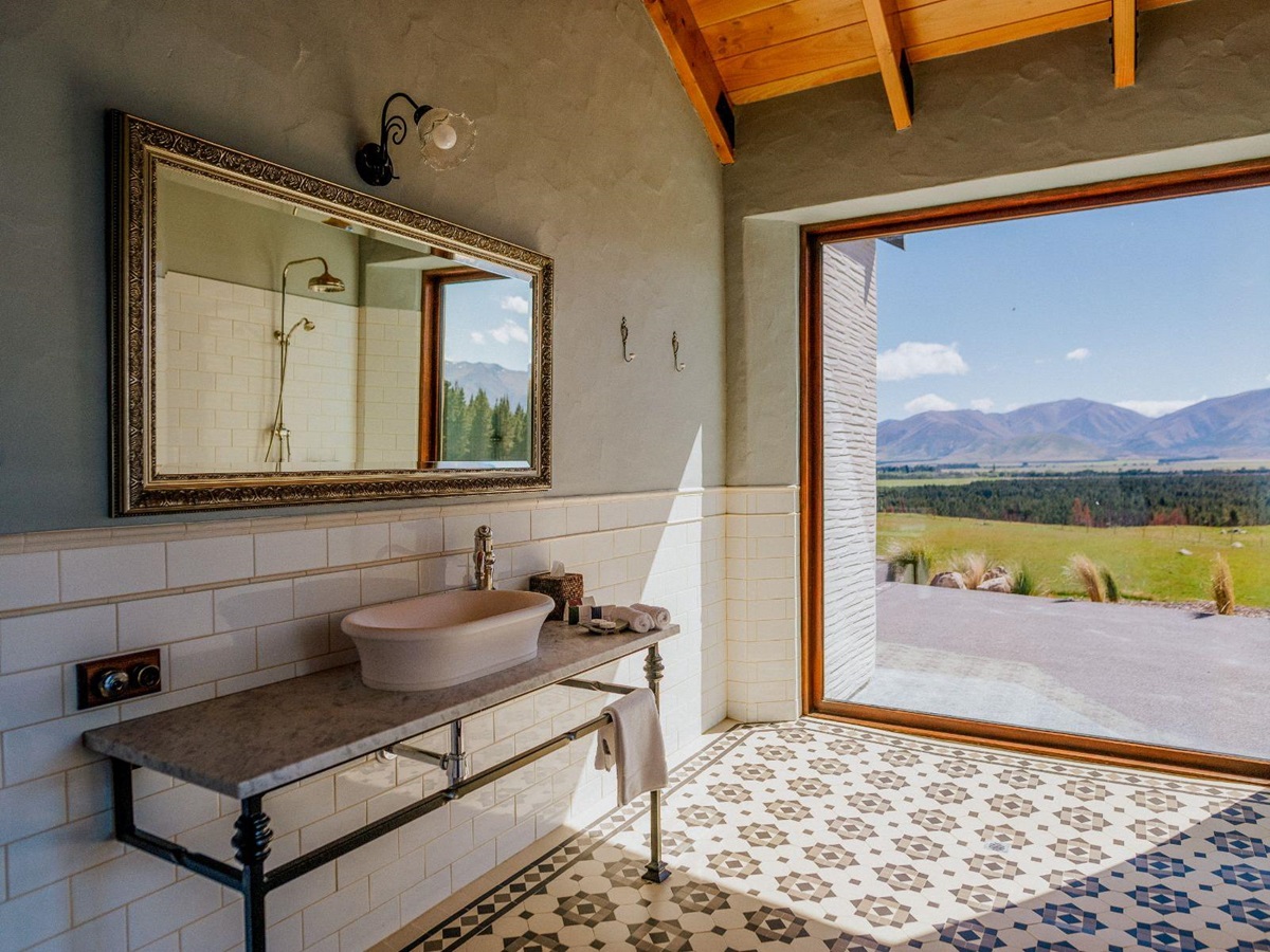 Bathroom at at Mt Cook Lakeside Retreat, a luxury lodge in New Zealand