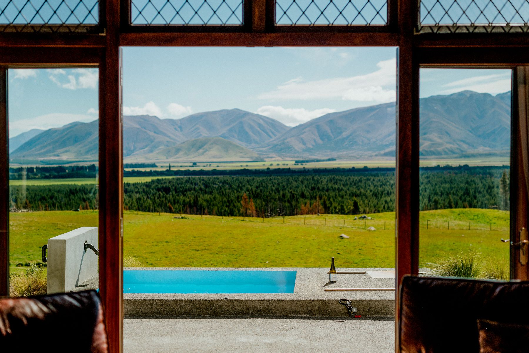 Pool view at Mt Cook Lakeside Retreat, a luxury lodge in New Zealand