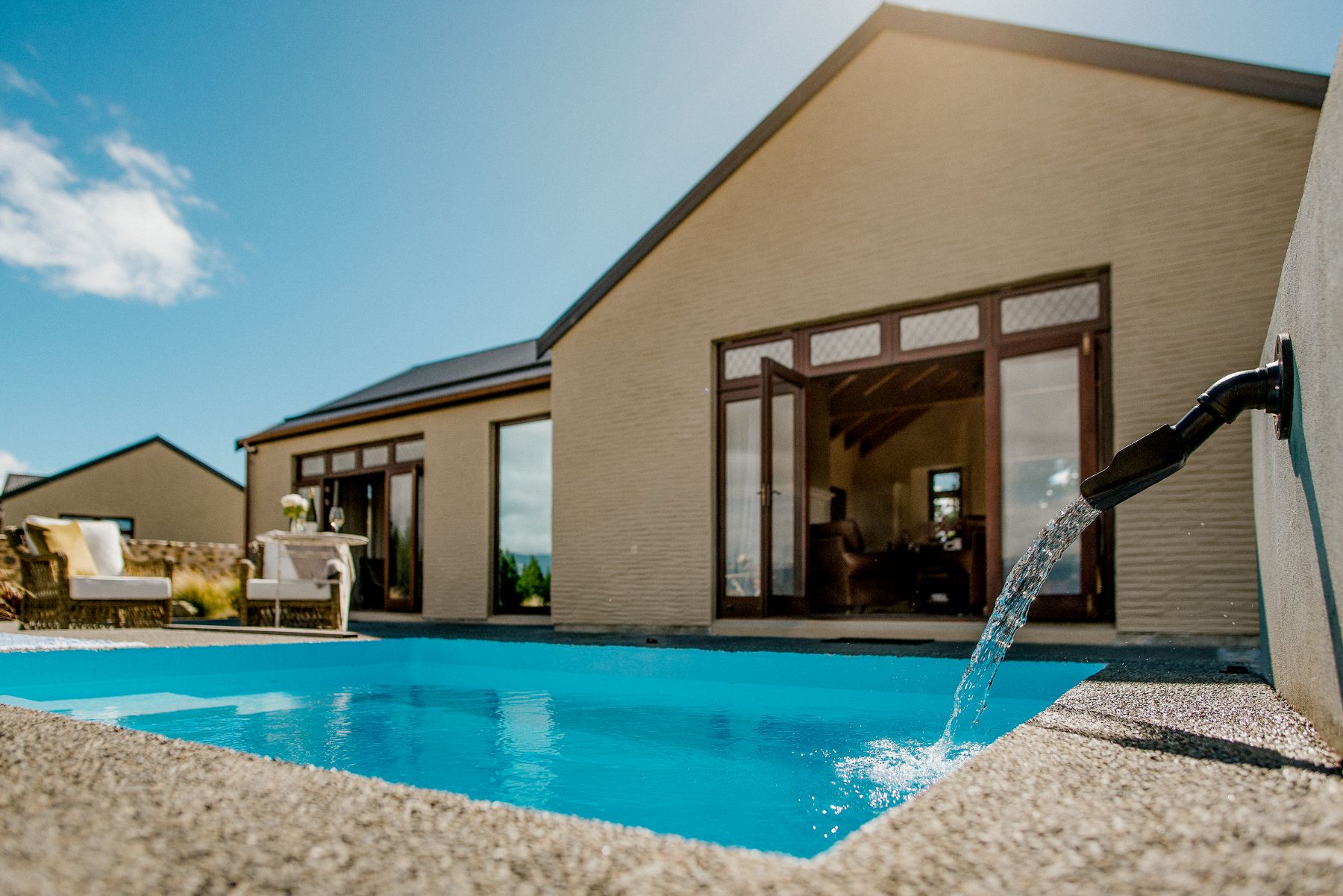 Swimming pool at at Mt Cook Lakeside Retreat in New Zealand