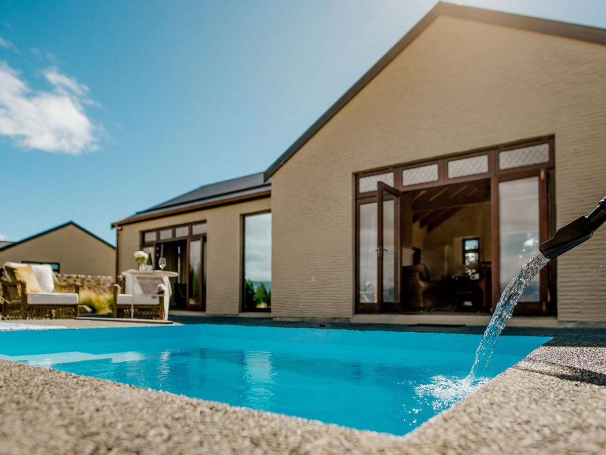 Swimming pool at at Mt Cook Lakeside Retreat in New Zealand