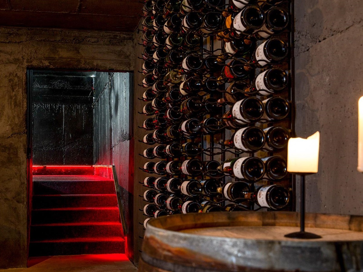 Wine cellar at Mt Cook Lakeside Retreat, a luxury lodge in New Zealand