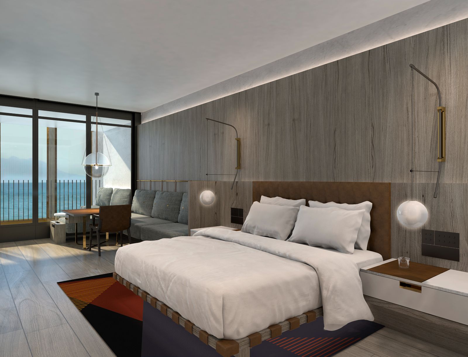 A guest suite with ocean view at Park Hyatt Auckland in New Zealand