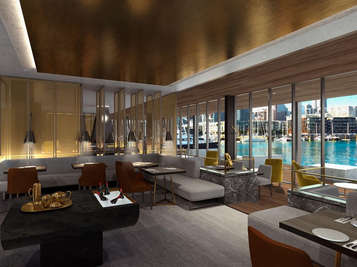 Restaurant and harbour view at Park Hyatt Auckland in New Zealand
