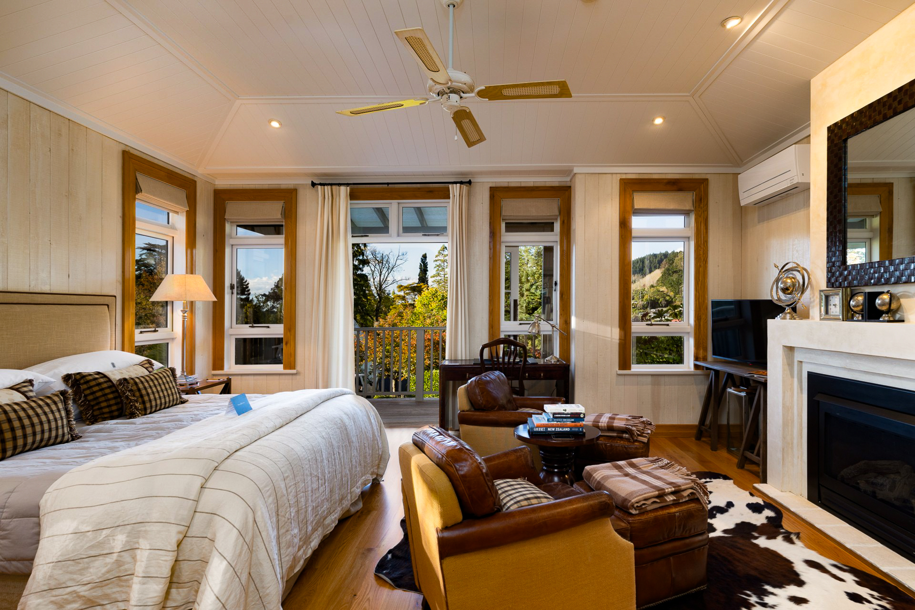 Sutton Suite bedroom at Pihopa Retreat in Nelson, New Zealand