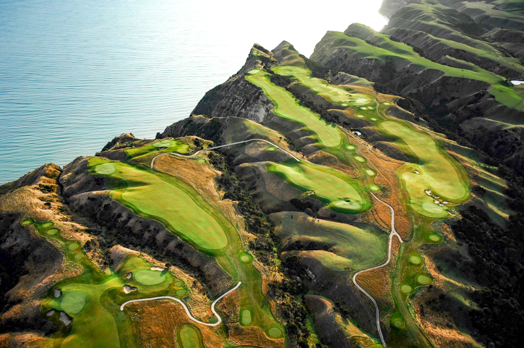 Aerial view of the golf course at Rosewood Cape Kidnappers