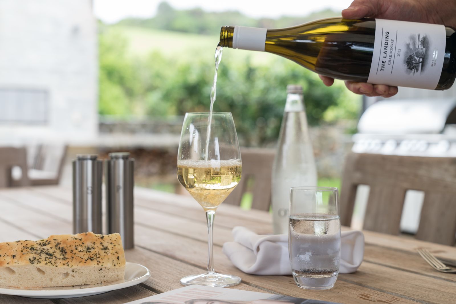 The Landing New Zealand wine from their vineyard and bread