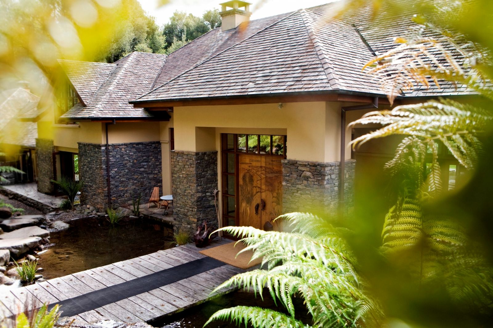 Exterior lodge entrance at Treetops Lodge & Estate in Rotorua, New Zealand