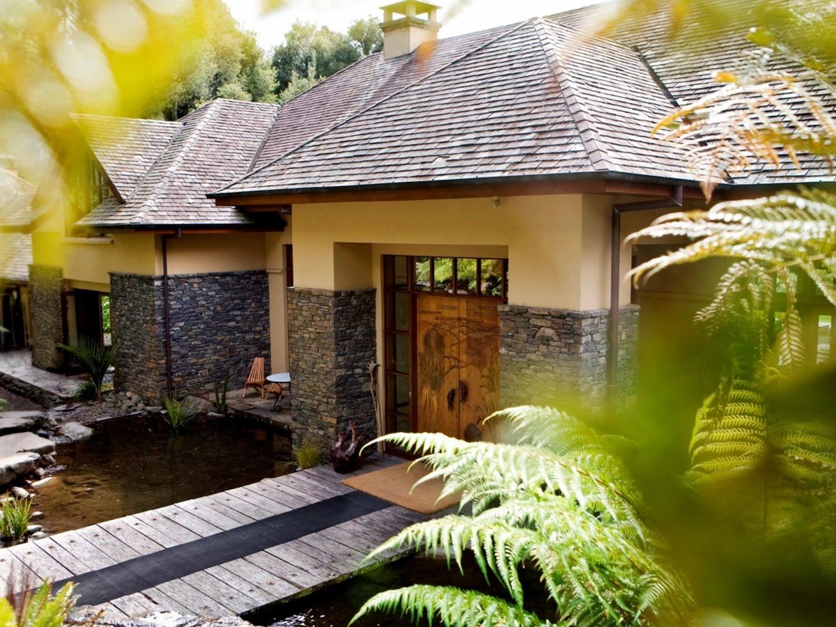 Exterior lodge entrance at Treetops Lodge & Estate in Rotorua, New Zealand