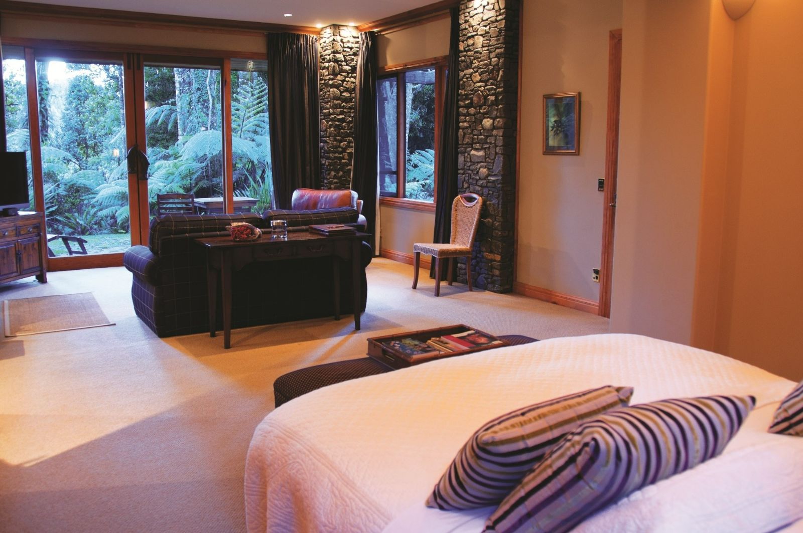 Forest Villa guest bedroom at Treetops Lodge & Estate in Rotorua, New Zealand