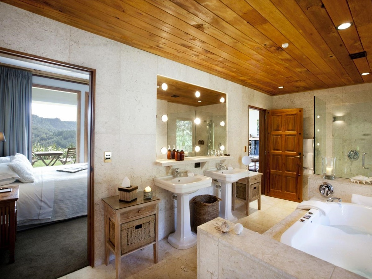 Valley Villa guest bathroom at Treetops Lodge & Estate in Rotorua, New Zealand