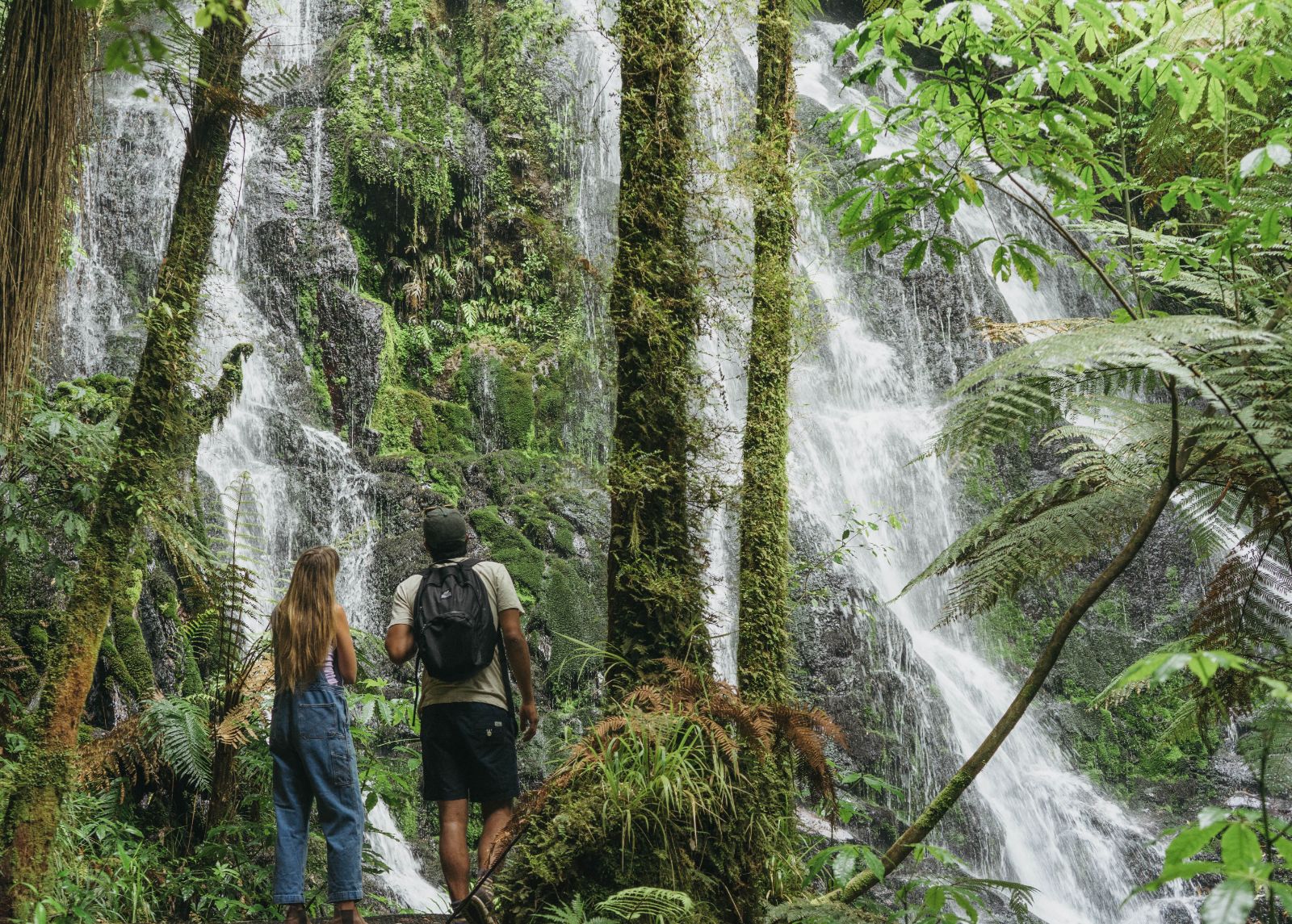 Waterfall on the grounds of Treetops Lodge & Estate in Rotorua, New Zealand