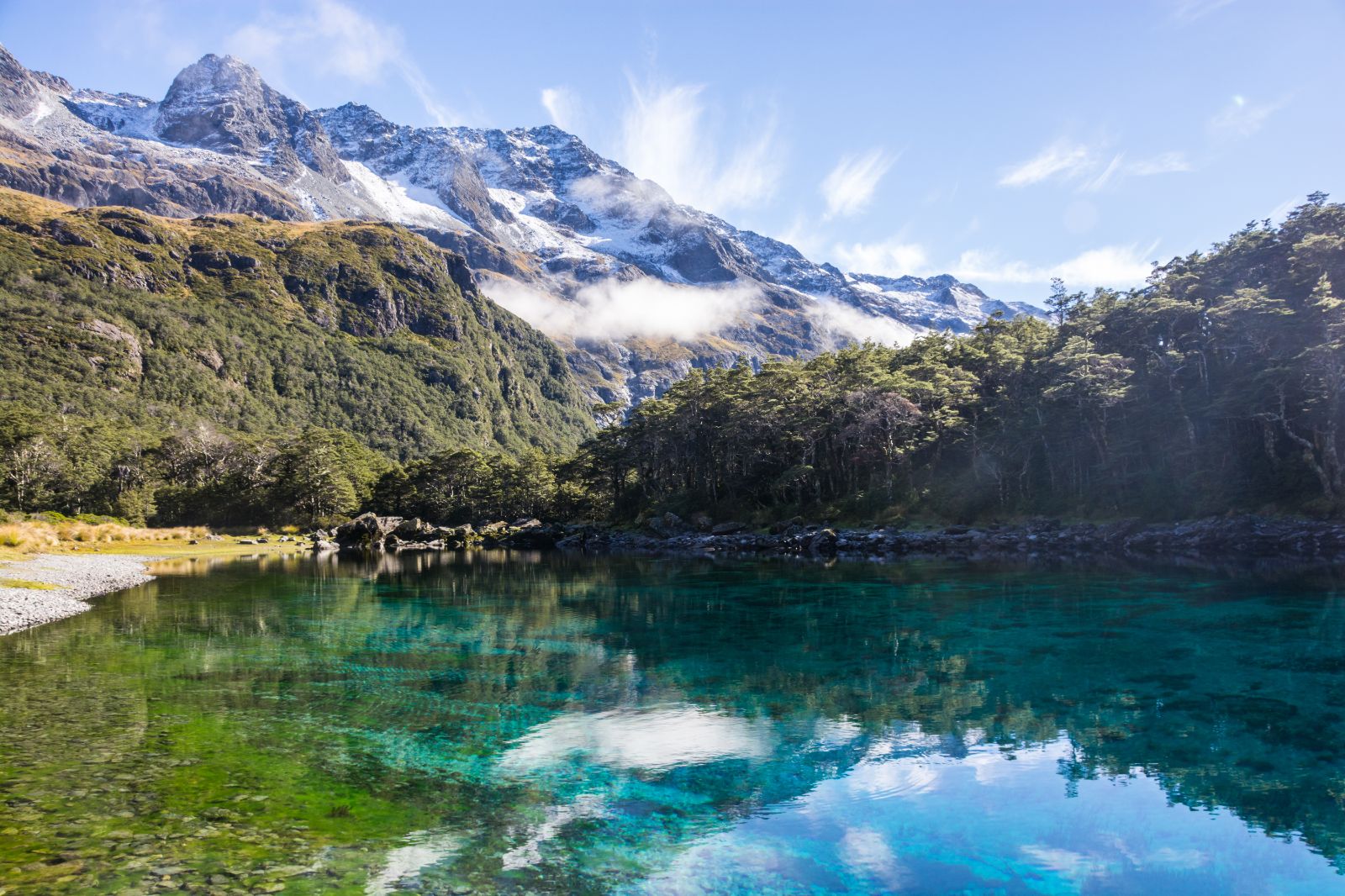 Quiet mirrored lake in the Bay of Islands, North Island, New Zealand