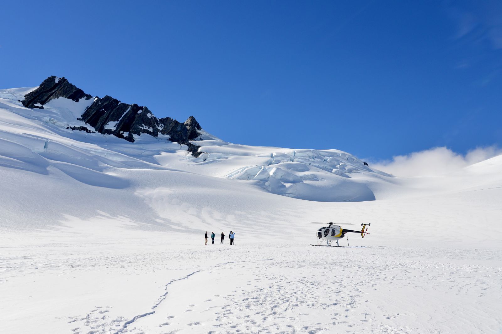Helicopter on snow on Franz Josef glacier