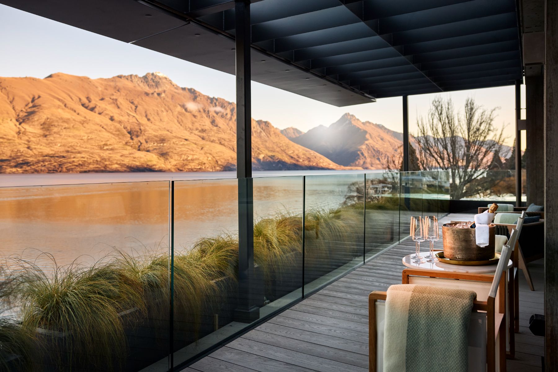 Views from the balcony at Roki Collection in New Zealand