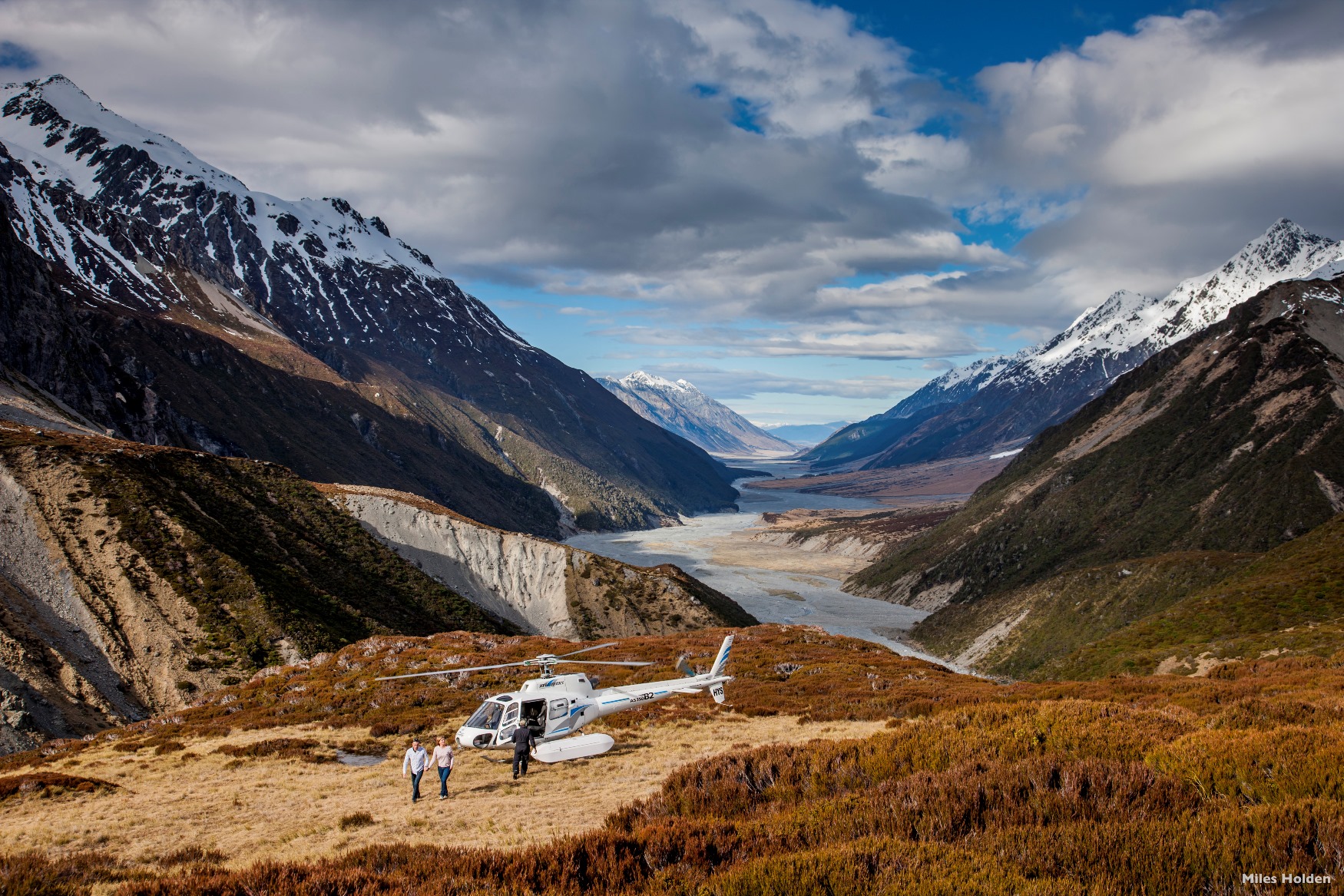 A helicopter in the Southern Alps of New Zealand (Photo credit Miles Holden)