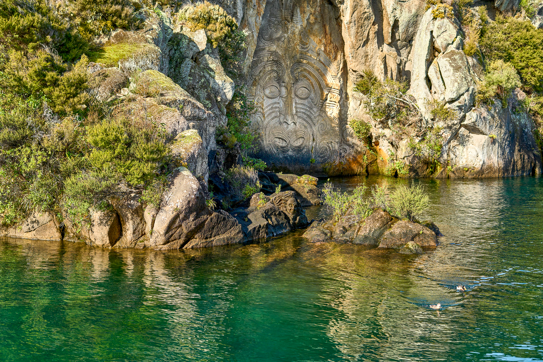 Ancient engravings in stone in Taupo, New Zealand