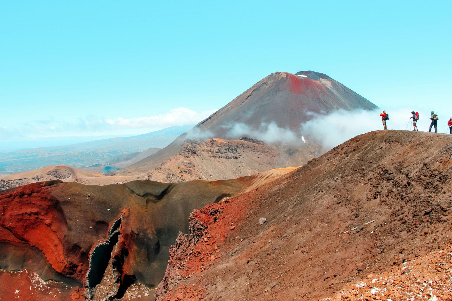 Hike across red crater in Tongariro