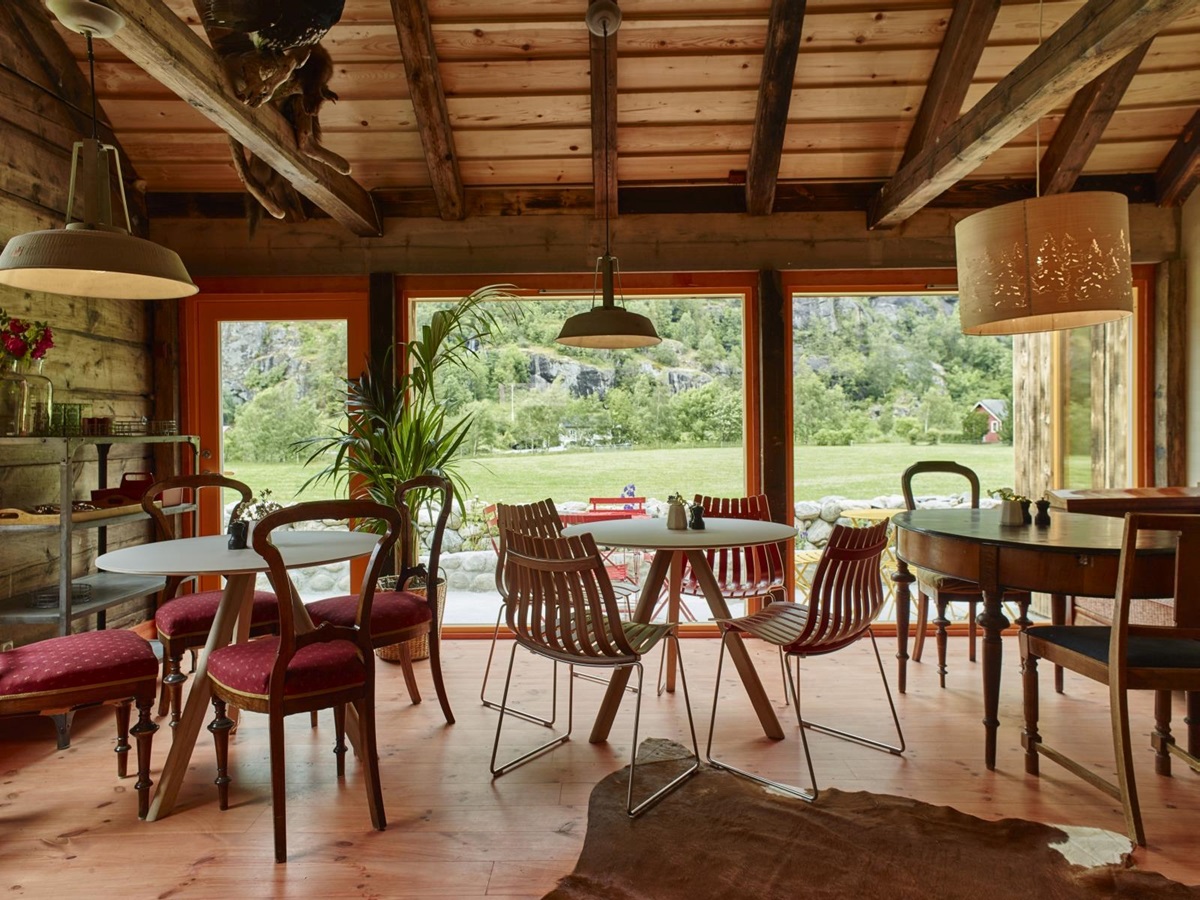 Dining in the Goat Barn at 29-2 Aurland in Norway