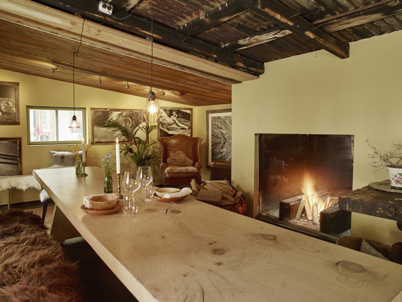 Fireplace in the Goat Barn at 29-2 Aurland in Norway