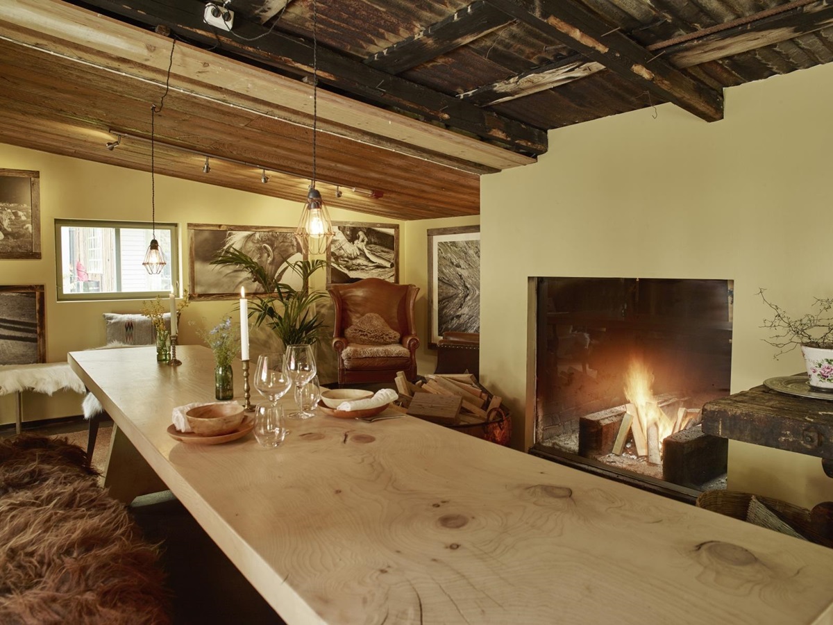 Fireplace in the Goat Barn at 29-2 Aurland in Norway